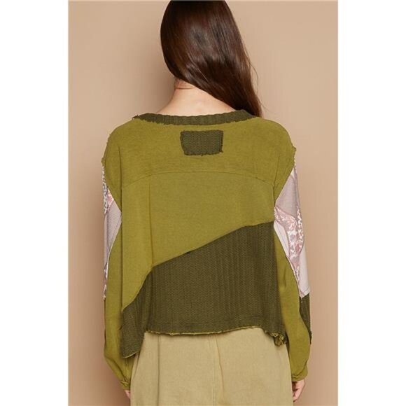 NWT POL Long Sleeve Cut Sew Peace Emblem Top - Picture 2 of 3